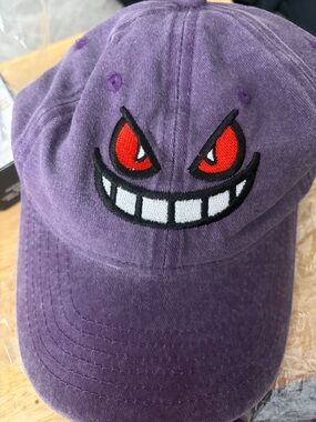 Purple Gengar-Style Embroidered Face Baseball Cap